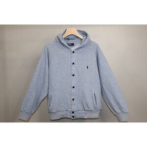 Vintage Polo Ralph Lauren Hoodie Jacket Snap Button Light Blue Men’s XL